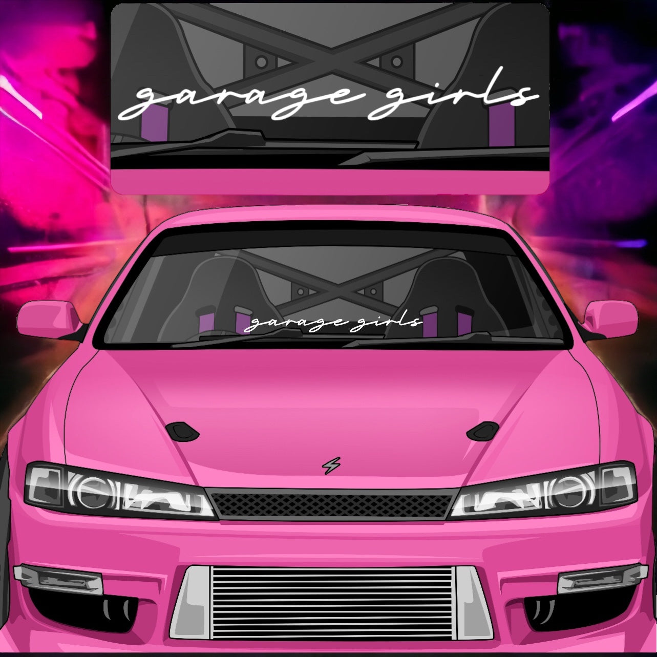Autograph Windscreen Banner Garage Girls UK