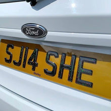 Load image into Gallery viewer, 3D Black Sparkle Gel Custom Number Plate