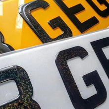 Load image into Gallery viewer, 3D Black Sparkle Gel Custom Number Plate