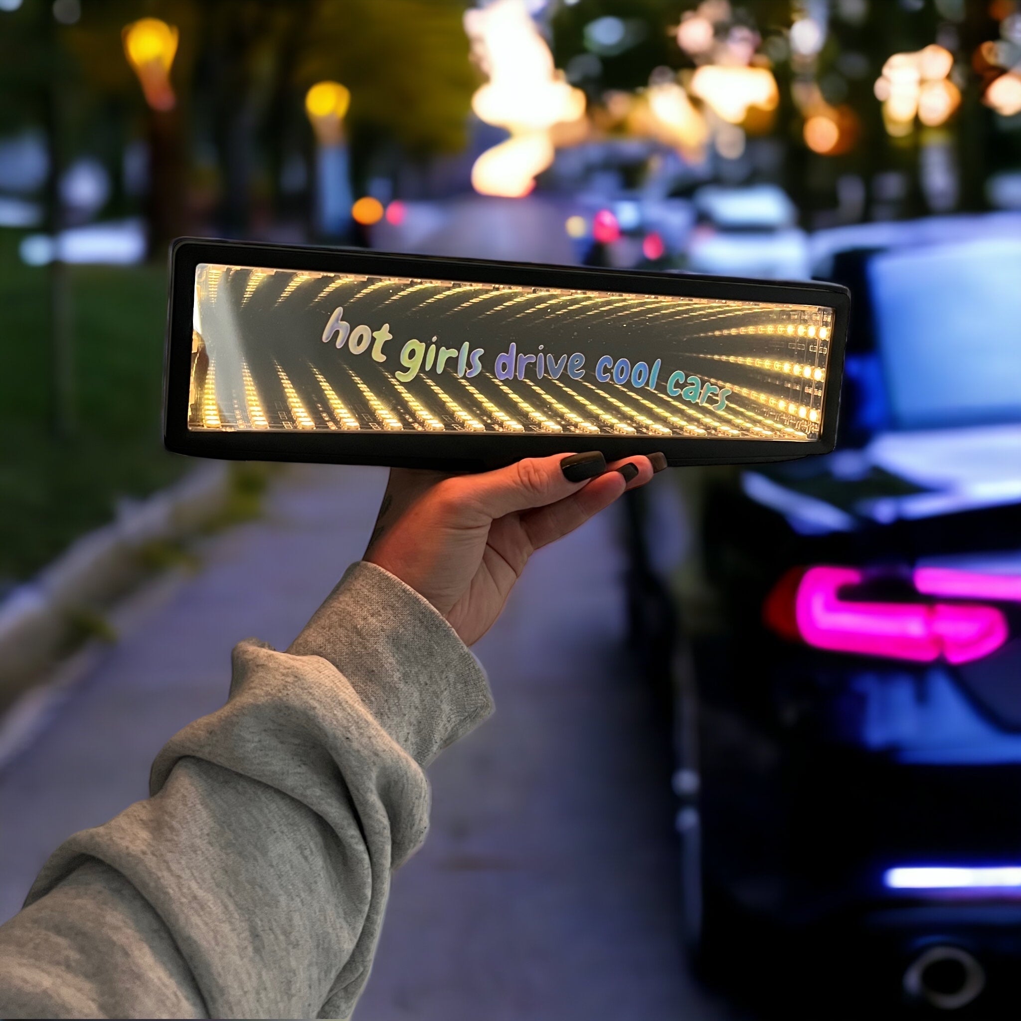 LED Rear View Mirror ‘hot girls drive cool cars’